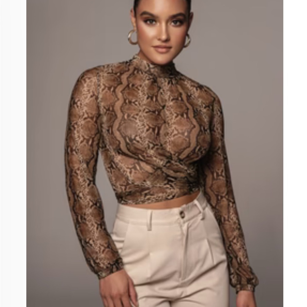 Jluxlabel Snake Print Long Sleeve Top